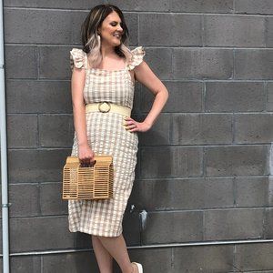 NASTY GAL FRILL DETAIL MAXI DRESS IN COTTON GINGHAM DRESS- SIZE 6